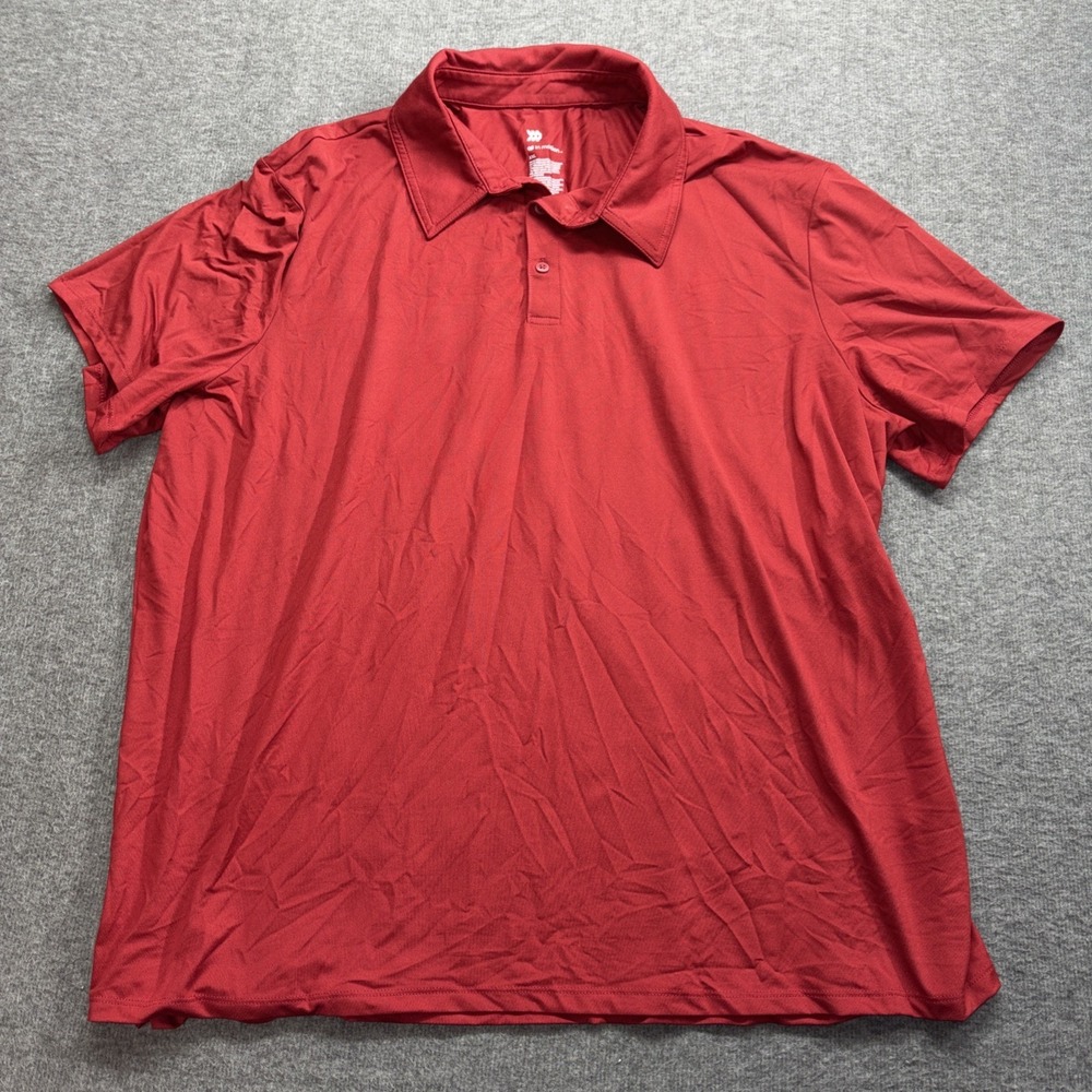 All In Motion Men's Red Short Sleeve Polo Athletic Size XXL‎